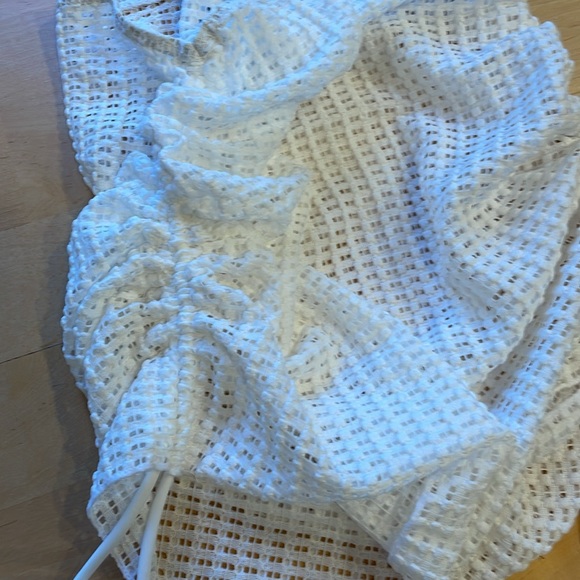 2 swimsuit bikini coverups white fishnet crochet medium scrunch sexy new - Picture 2 of 3